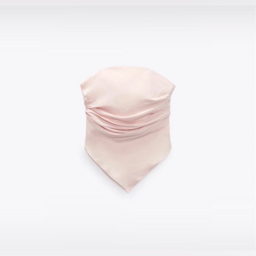 NWT ZARA Top pañuelo satinado rosa - pink foulard top satin effect Zara size Xs